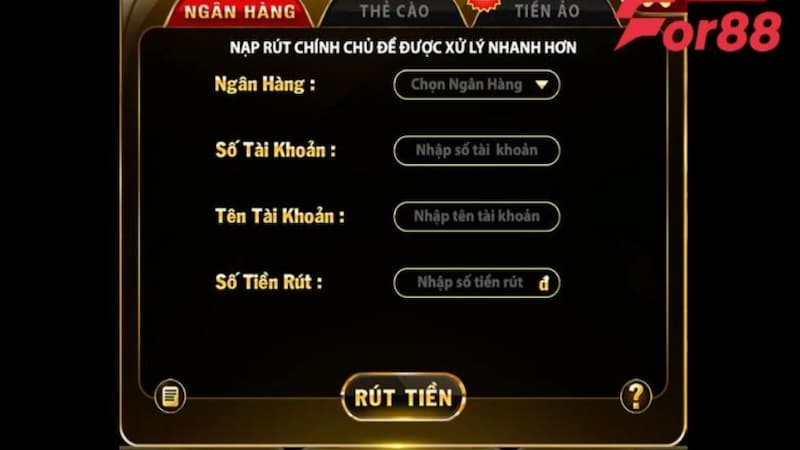 Rút tiền For88 | Hướng dẫn thực hiện và điều kiện cơ bản